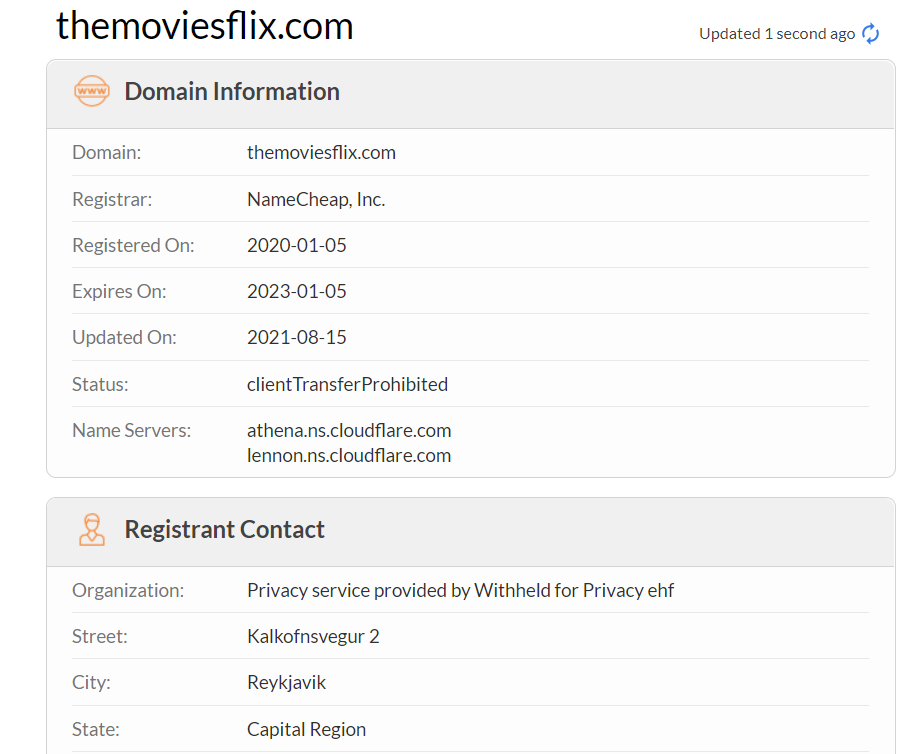 Moviesflix Domain and Server Information